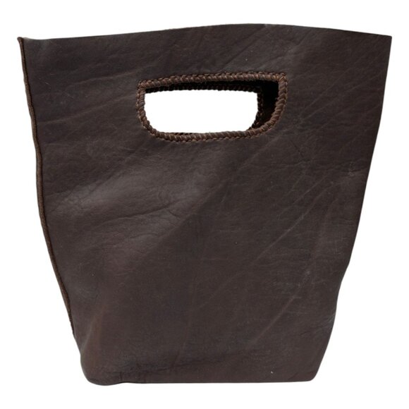 Half United Leather Bucket Bag Chocolate Brown Open Top Satchel - Picture 2 of 13